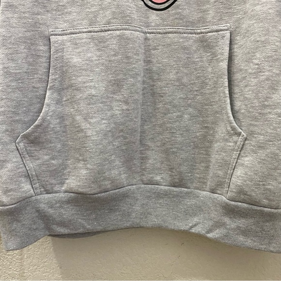 DISNEY Minnie Mouse Embroidered Bow Flowers Gray Hooded Sweatshirt Size L - Picture 7 of 12
